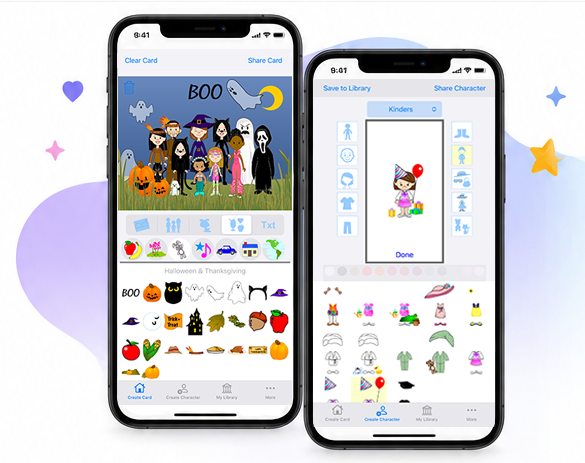 Familytoon app shown on two iPhones